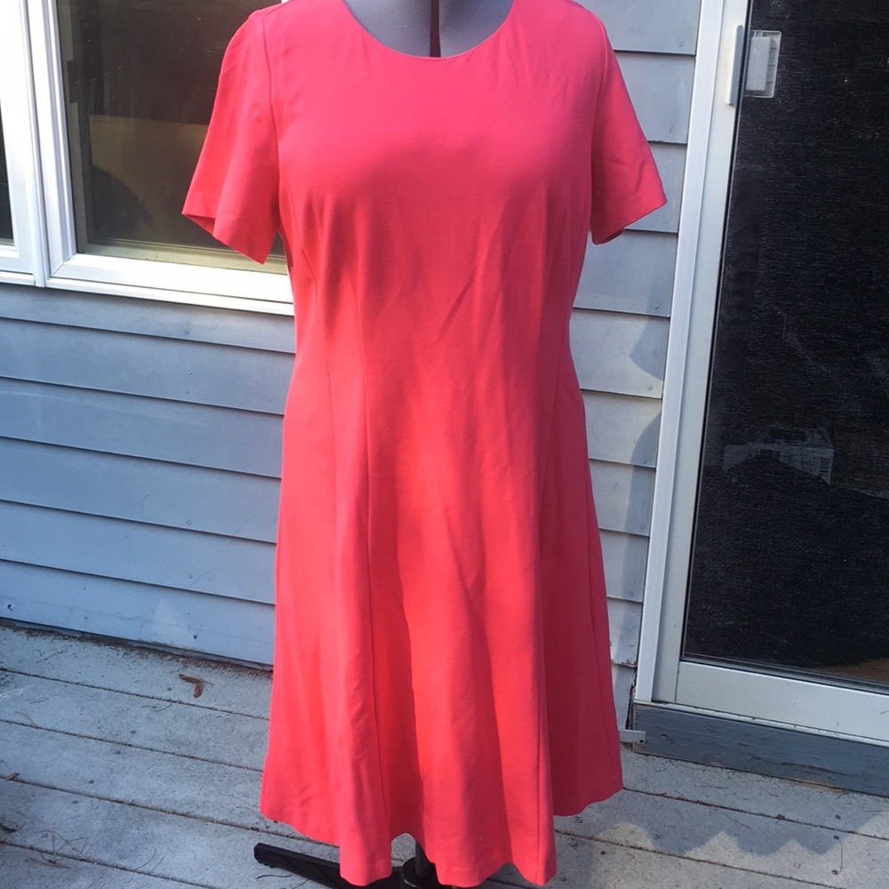 Talbots ponte dress size 16 pink princess seams